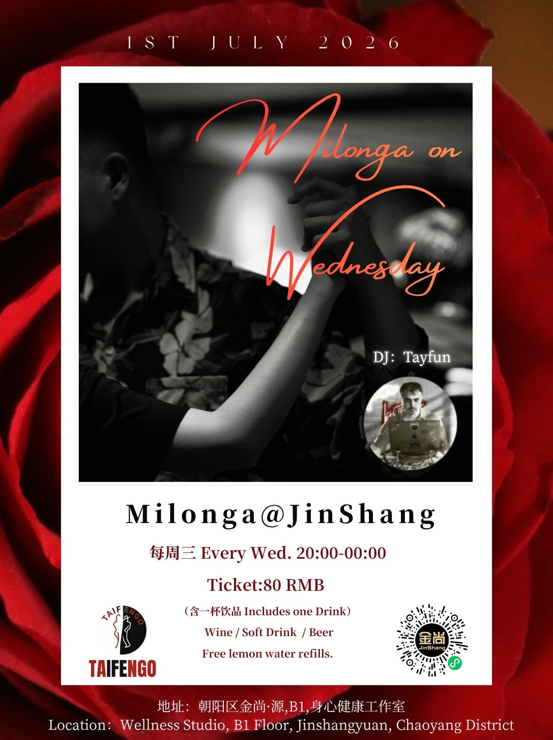 TAIFENGO Milonga at JinShang poster for Wednesday 1 July 2026